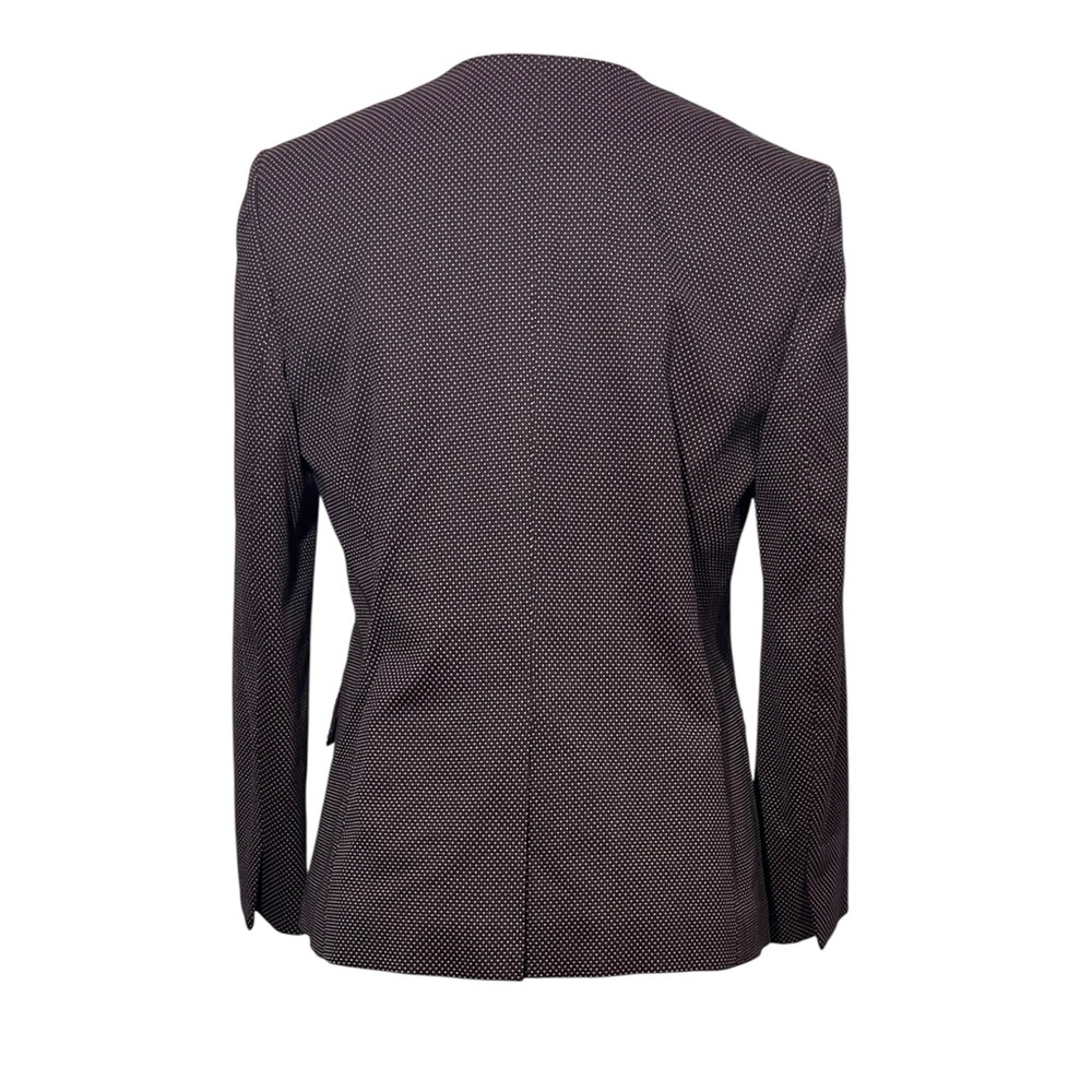 Ann Taylor Blazer 8T Dark Purple beige polka dot long sleeve snap button office - Picture 5 of 7